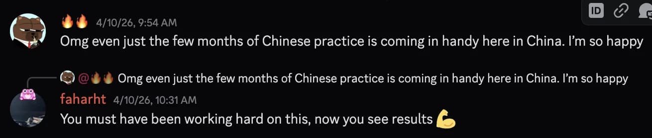 Few months of Chinese practice coming in handy in China
