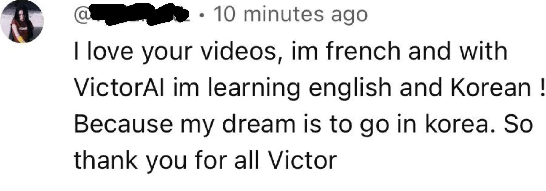 French learner using VictorAI for English and Korean