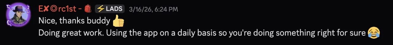 Doing great work, using the app daily