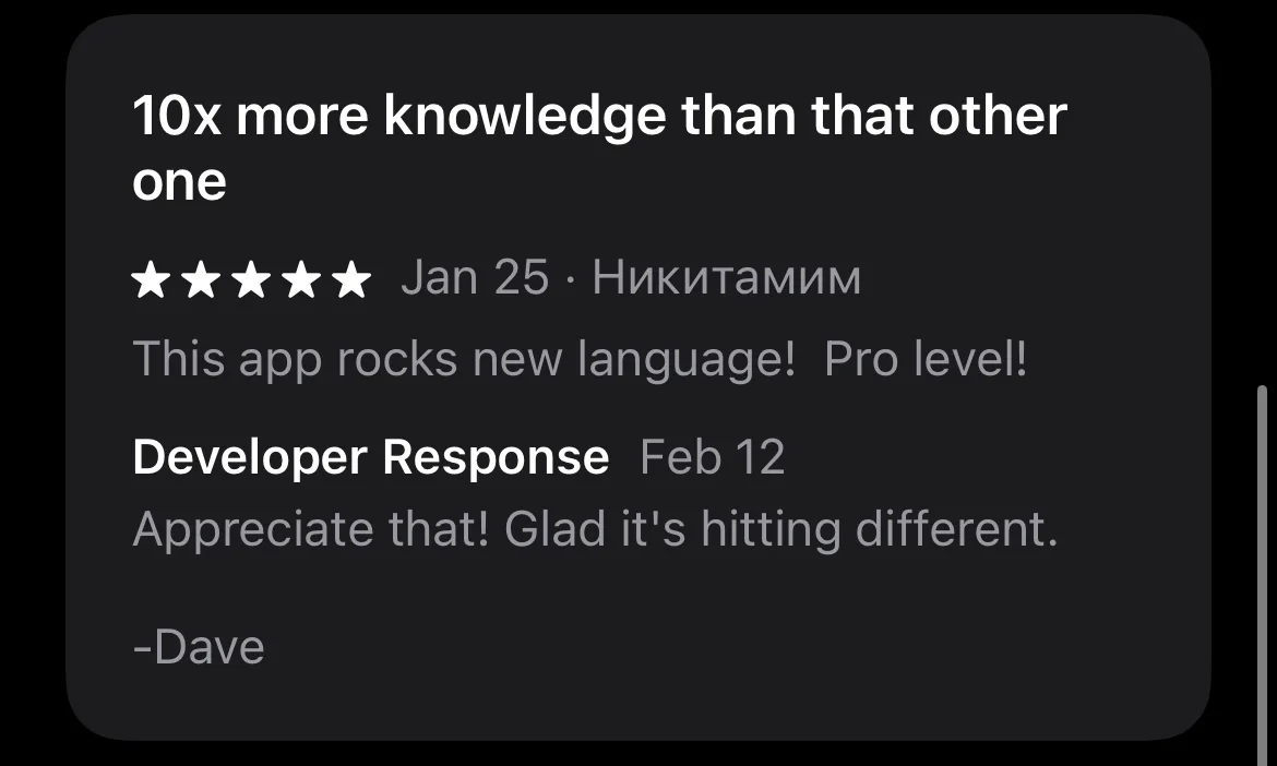 App Store 5-star review